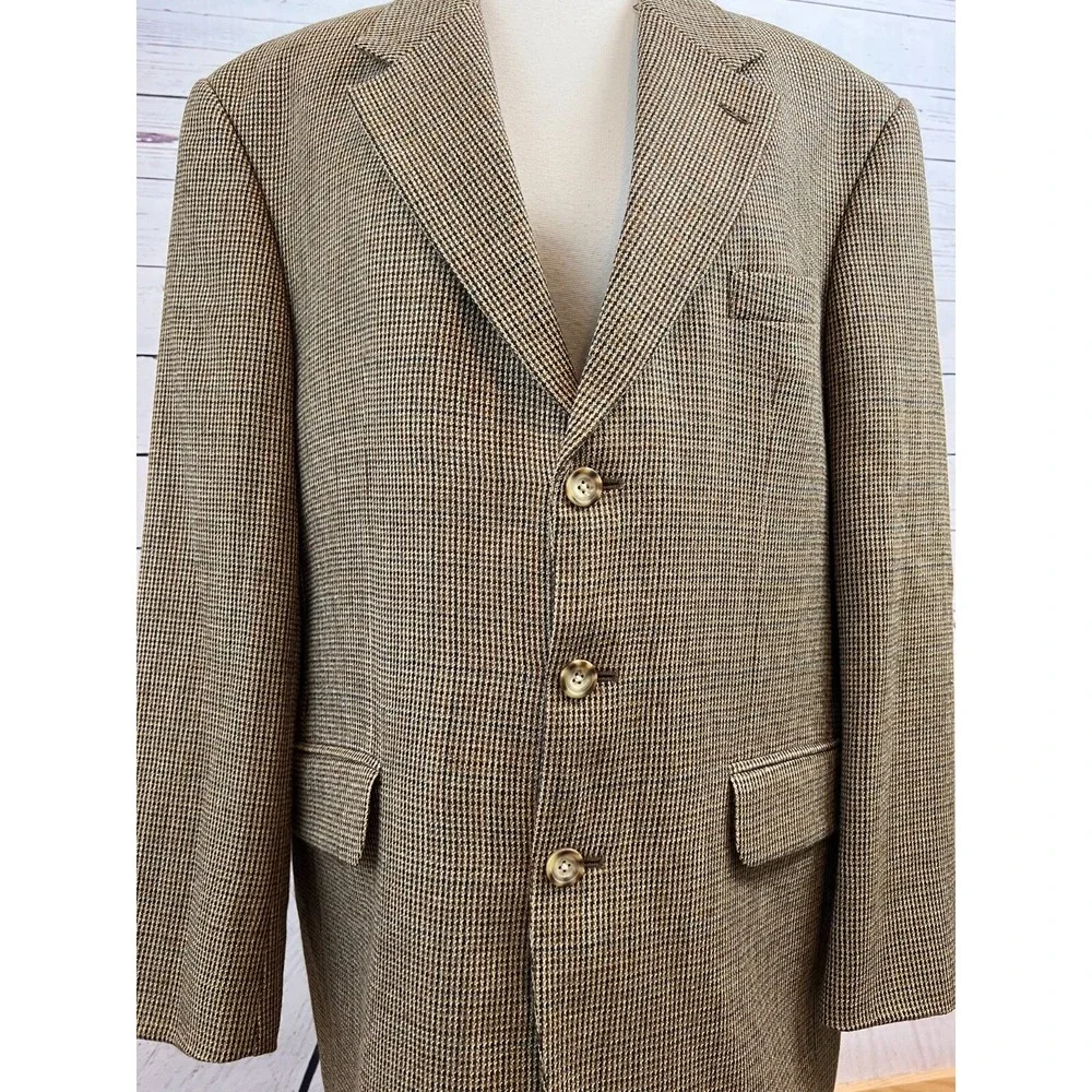 Oscar de la Renta Blazer Sport Coat 42R 42 Regular 100% Wool Herringbone Lined